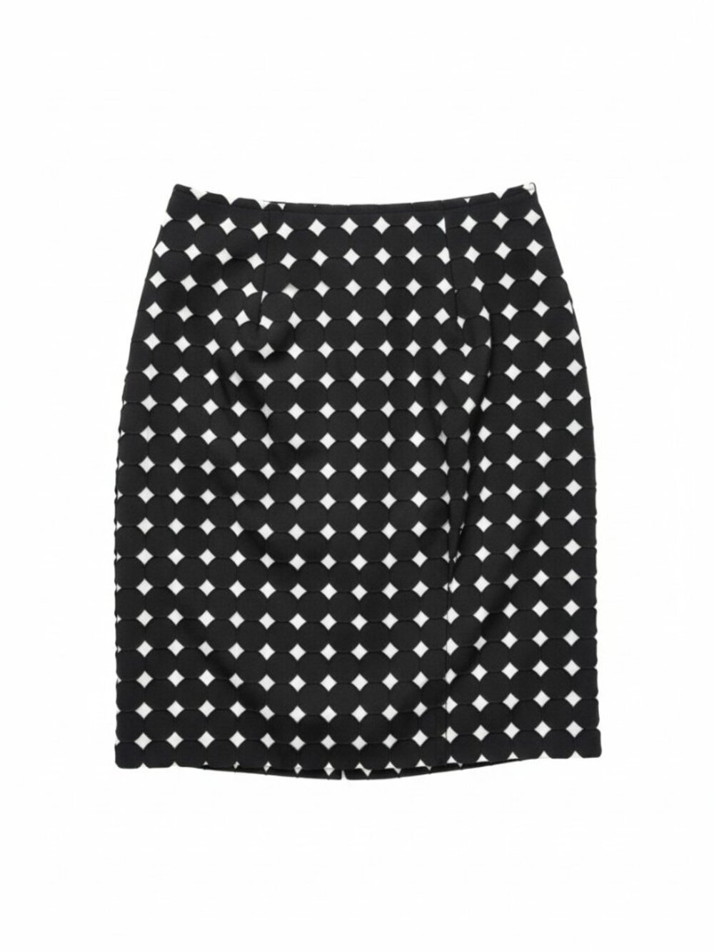 White House Black Market Circle Burnout Pencil Skirt Monochrome Minimalist 60s